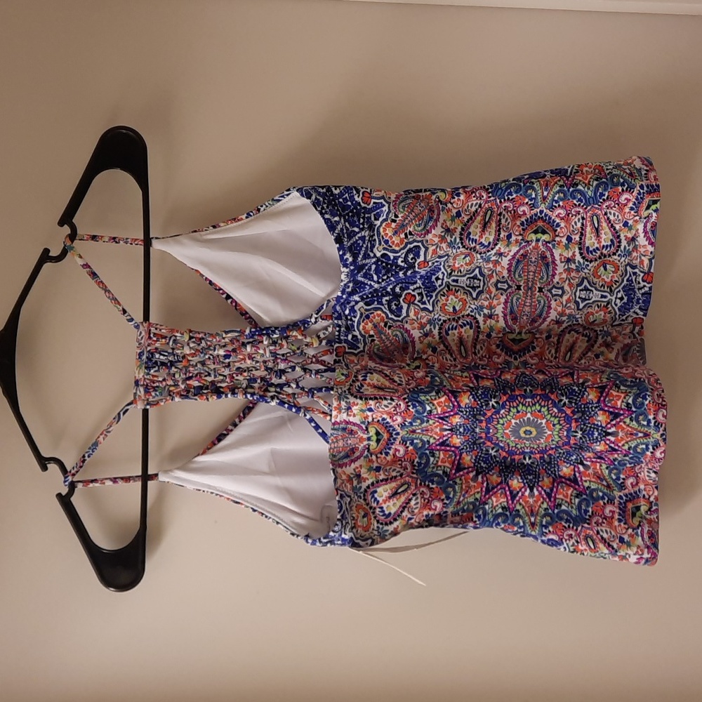 NWT, Raisins Blue Macrame Back Tankini Top - Picture 4 of 13